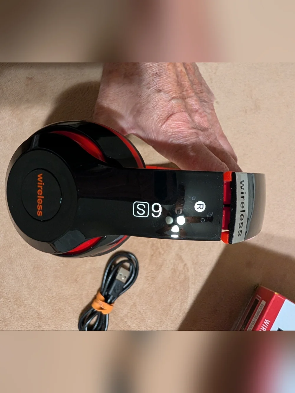 Wireless Foldable Headphones in Red & Black NWOT